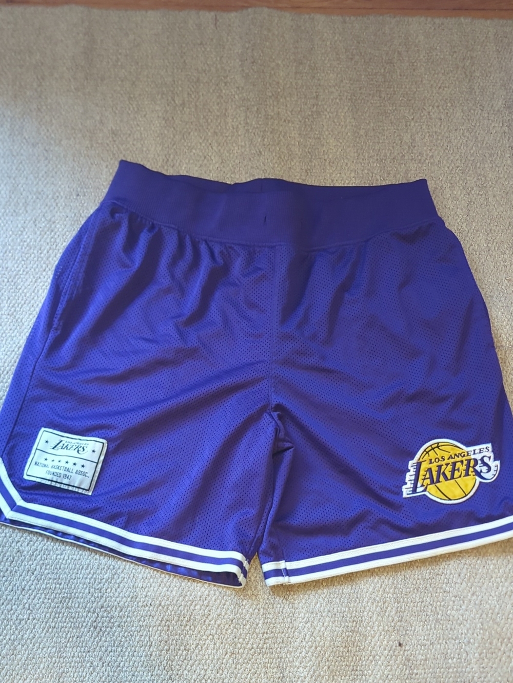 Mens Ultra Game Los Angeles Lakers Two Pocket  Basketball Shorts Size XL